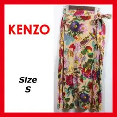 KENZO フラワープリント フレアスカート 38 SILK100% - メルカリ