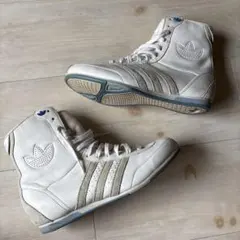 年代物　adidas ハイカットスニーカー ホワイト 23cm