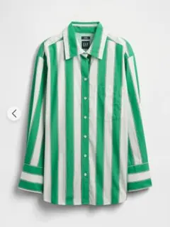 【新品未使用】GAP 緑と白のストライプ長袖シャツ