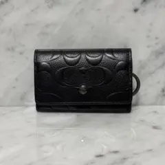 美品 COACH コーチ キーケース 本革 ブラック 黒 5連 シグネチャー