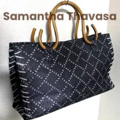 samantha thavasa ラメ ロゴ × ウッドハンドル ハンドバッグ