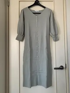 PROPORTION ニットワンピース パールボタン Ｖネック