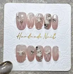 ハンドメイド　ネイルチップ　ショートオーバル　Mサイズ