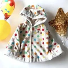 ミキハウス★水玉　ふわふわフリース　ベビーポンチョ