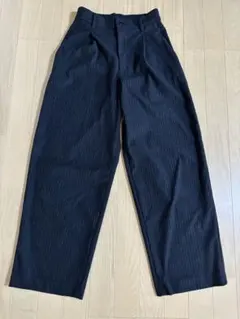 無印良品　 縦横ストレッチ起毛タックワイドパンツ　 ネイビー　S