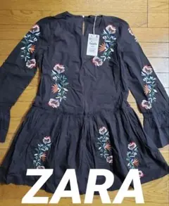 新品⭐︎ZARA黒刺繍ワンピース XS