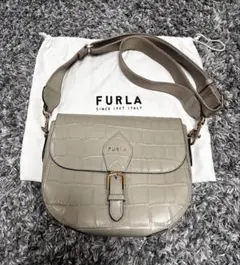 【美品】FURLA フルラ ウラニア クロコ型押しショルダーバッグ