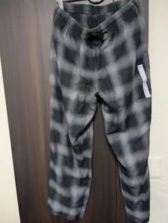 GU フランネル イージー パンツ オンブレ チェック ブラック XL