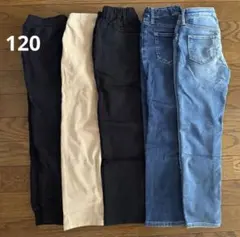 カジュアルパンツ5点セット（黒・ベージュ・青）