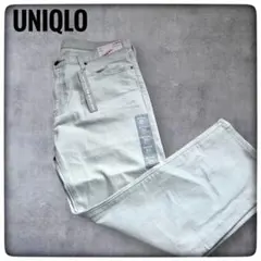 【未使用】UNIQLOスリムフィットストレート ブルー　サイズ36 大きいサイズのサムネイル
