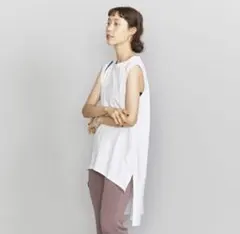 BEAUTY＆YOUTH コットン天竺バックテールノースリーブカットソー