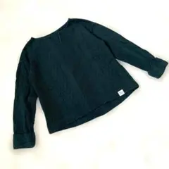 美品 フェリシモ 綿100% ケーブル編み カットソー 緑 オーガニックコットンのサムネイル