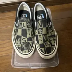 VANS チェック柄 スリッポン ブラック/カーキ