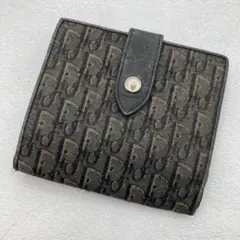 良品　クリスチャンディオール　二つ折り財布　オブリーク　トロッター　グレー
