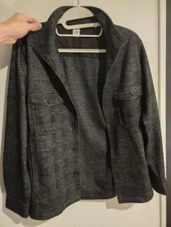 【タケオキクチ】長袖シャツ ダークグレー テクスチャー生地 ボタン＆ポケット付き