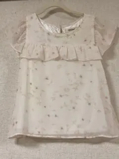 美品　ミッシユマッシュ　花柄　ピンク　フリル　パールネックブラウス