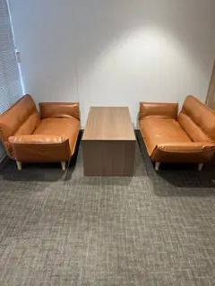 高級ブラウンレザーソファセット