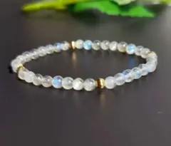 天然ラブラドライト　ブルーシラー 極細ブレスレット　ハンドメイド