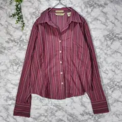 Eddie Bauer　長袖　シャツ　ストライプ　防シワ加工　コットン　Sのサムネイル