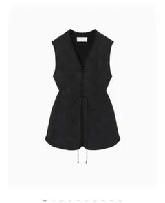 Raised Jacquard Frog Button Vest - blackのサムネイル