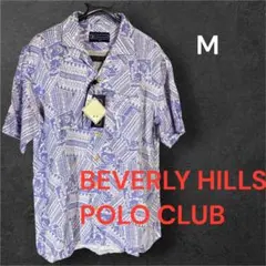 ビバリーヒルズポロクラブ 総柄 半袖シャツ M 麻混