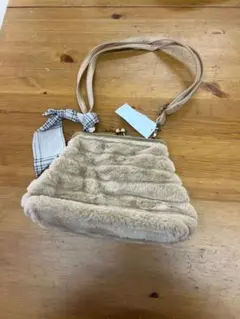 ふわふわファーバッグ♪チェックのリボン付き