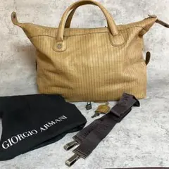 ✨希少・美品✨ジョルジオアルマーニ 2way ボストンバッグ 型押し 本革 