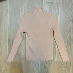 リブ　ニット　セーター Lサイズ ピンク 神戸レタス　コウベレタス　ハイネック