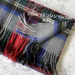 極上カシミヤ100%☆大判 ストール☆グレーチェック