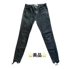 ⭐️美品　アズールバイマウジー　リペアスキニーデニム　ブラック　黒 M ダメージ