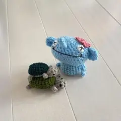 水色ぞうさんと亀の親子