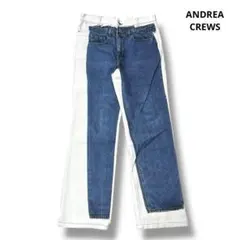 ANDREA CREWS ホワイトデニム パンツ 転写 プリント M