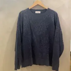 OPAQUE.CLIP ネイビー レース編みセーター 38/M