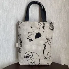 ハンドメイド　ミニバッグ　猫柄