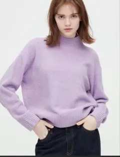 ユニクロ　UNIQLO スフレヤーン モックネックセーター　春ニット　M