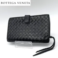 【極美品】ボッテガヴェネタ レザー 二つ折り財布 イントレチャート ブラック 黒