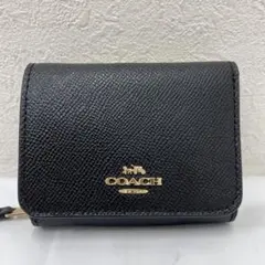 249 良品　COACH コーチ　三つ折り財布　ミニ財布　黒　ユニセックス