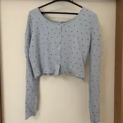 Kastane 針抜きリブカーディガンサックスブルー