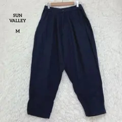 SUN VALLEY サンバレー ワイドテーパードパンツ M ネイビー リネン混
