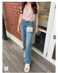 GRL ビジューストレートデニムパンツcu466