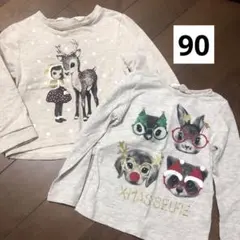 【90サイズ】H&M長袖Tシャツ*クリスマス2枚セット
