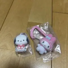 マイメロディカラフルカラビナチャームとポチャッコふわわフロッキーマスコット