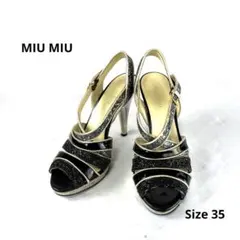 セ－ル　ミュウミュウ/MIU MIU ブラック&ゴ－ルドサンダル袋付Size35のサムネイル