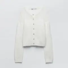 コントラスト セミシースルー ニット カーディガン