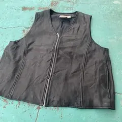 UNIK ブラックレザーベスト vintageY2Kライダースジャケット - メルカリ