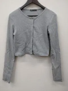 (3) ZARA グレー クロップドカーディガン 長袖
