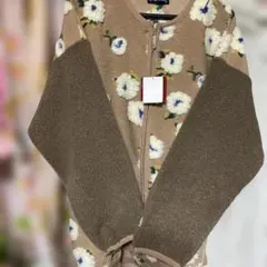 花柄フリースジャケット ベージュ Fサイズ