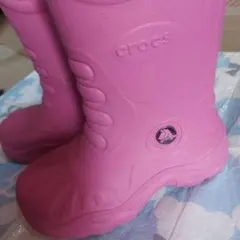 ☆訳ありcrocs xs 4-5 W ピンク 長靴 レインシューズ