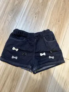 キッズ　デニムショートパンツ　リボン