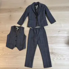 【120】フォーマルスーツセット チェック柄 3点